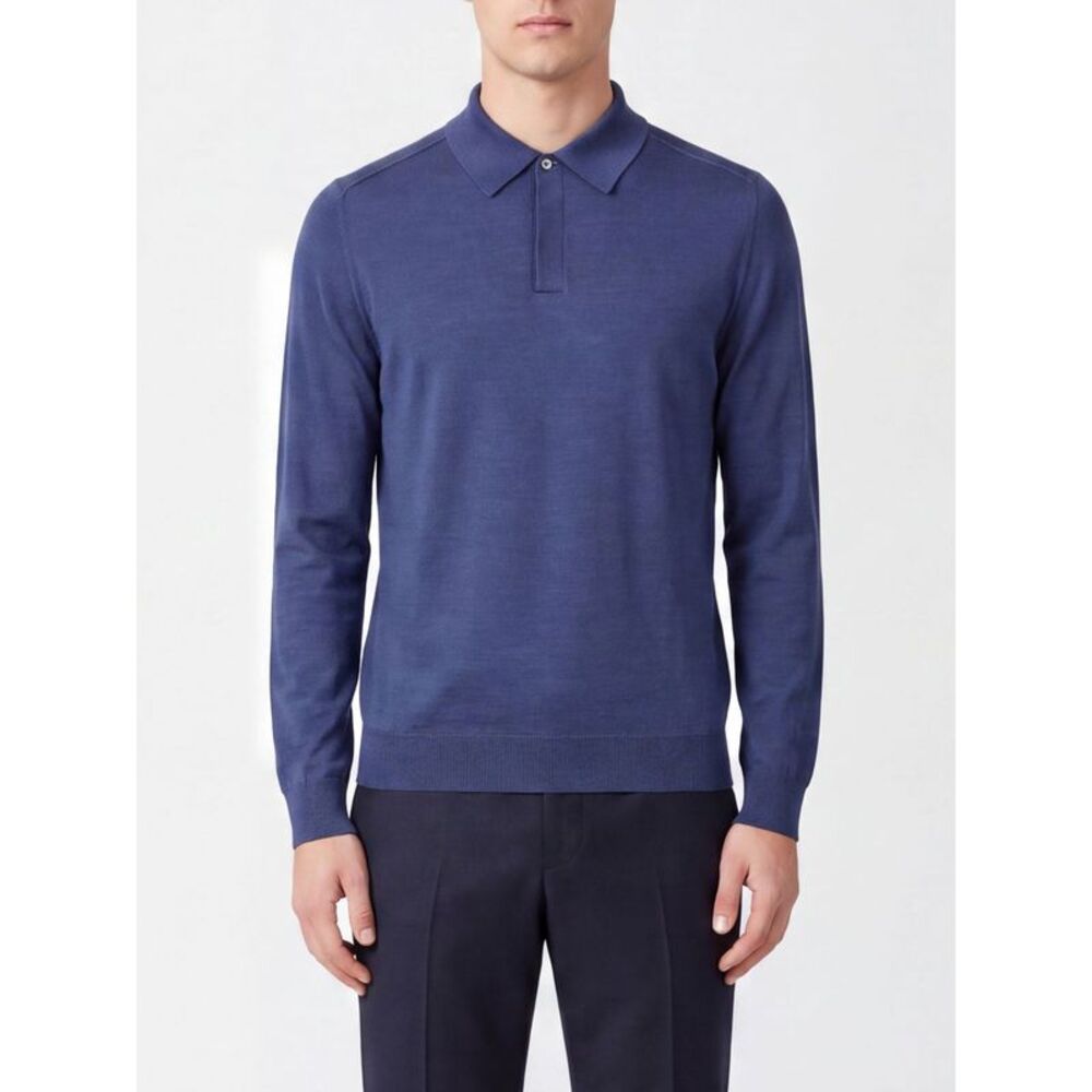 Paul Smith Men Paul Smith Long-Sleeved Slim Fit Merino Wool Knit Polo Shirt